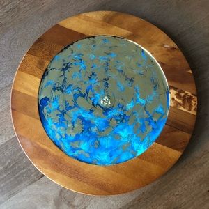 Threshold Acacia wood blue and gold marbled decorative cheese plate